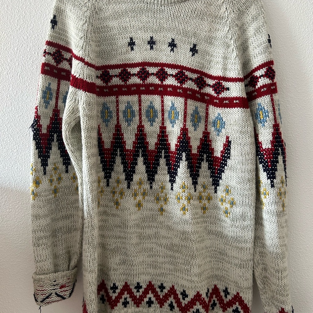 Nordic Patterned Sweater - Cream, Red, Blue